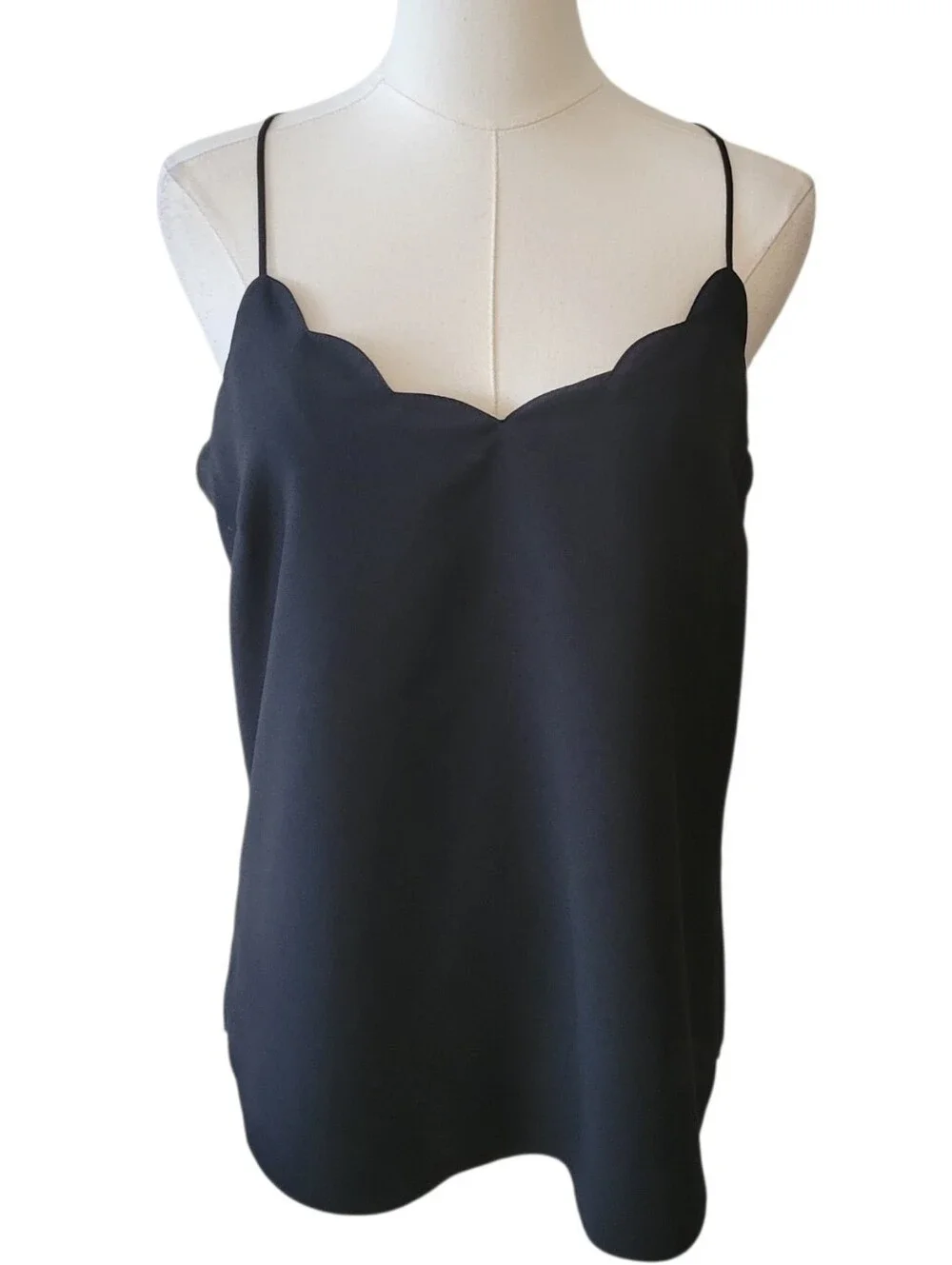 J. Crew Black Scalloped Sleeveless Camisole Top Size 6